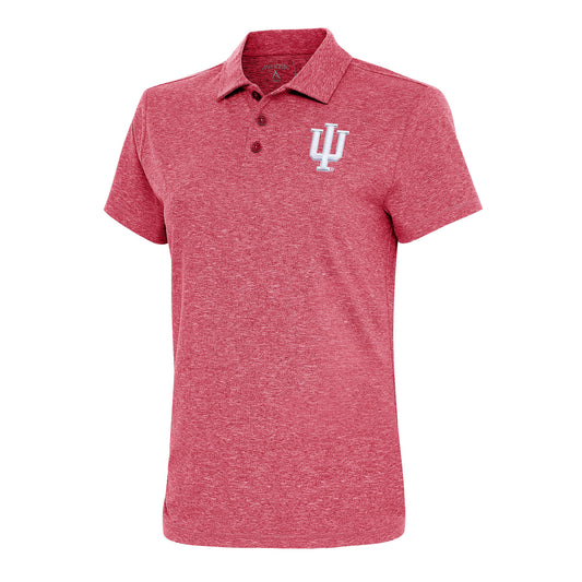 Women's Antigua Heather Crimson Indiana Hoosiers Motivated Polo