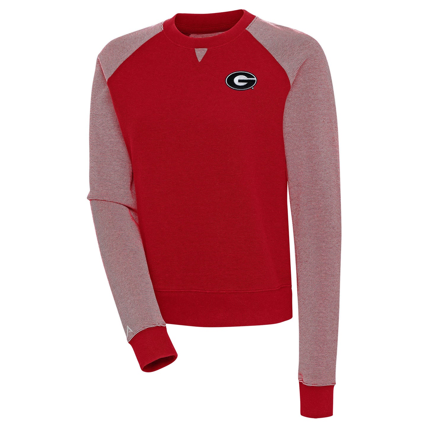 Women's Antigua  Red/White Georgia Bulldogs Flier Bunker Tri-Blend Pullover Sweatshirt