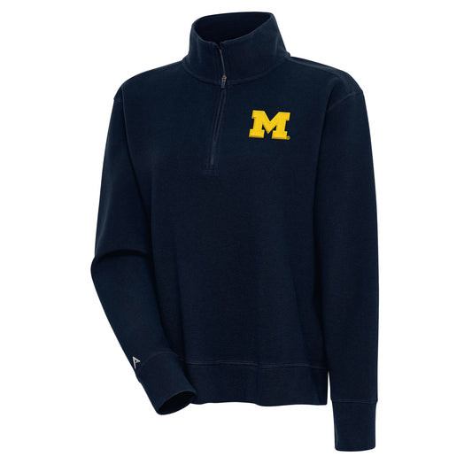 Women's Antigua  Navy Michigan Wolverines Portal Quarter-Zip Pullover Top