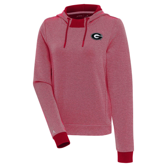 Women's Antigua  Red/White Georgia Bulldogs Axe Bunker Tri-Blend Pullover Hoodie