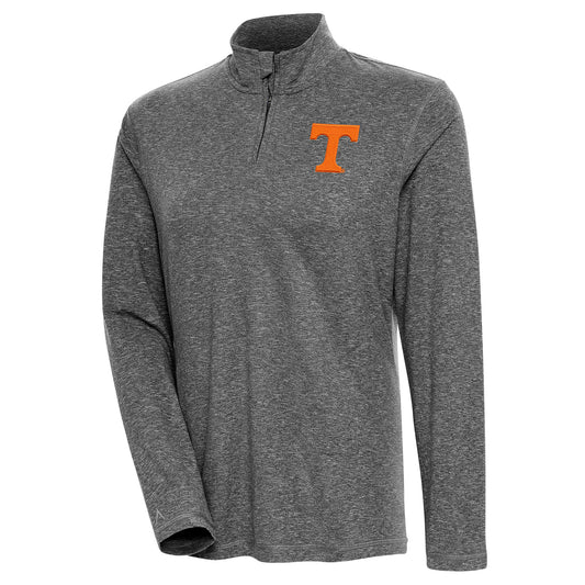 Women's Antigua  Heather Black Tennessee Volunteers Confront Quarter-Zip Pullover Top