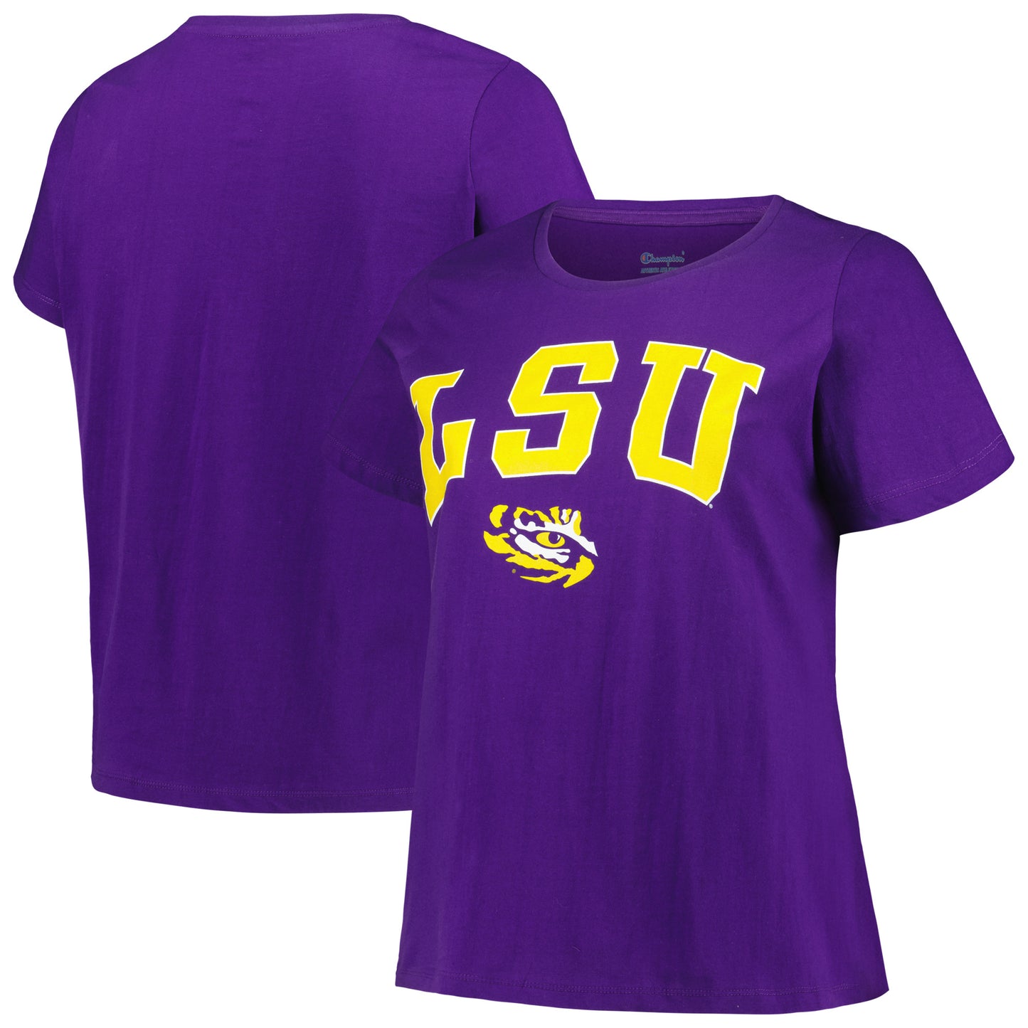 Women's Profile Purple LSU Tigers Plus Size Arch Over Logo Scoop Neck T-Shirt