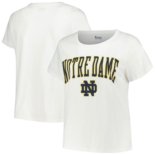 Women's Profile White Notre Dame Fighting Irish Plus Size Arch Over Logo Scoop Neck T-Shirt