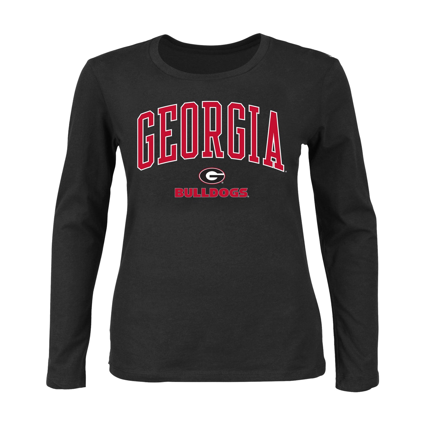 Women's Profile Black Georgia Bulldogs Plus Size Arch Over Logo Scoop Neck Long Sleeve T-Shirt