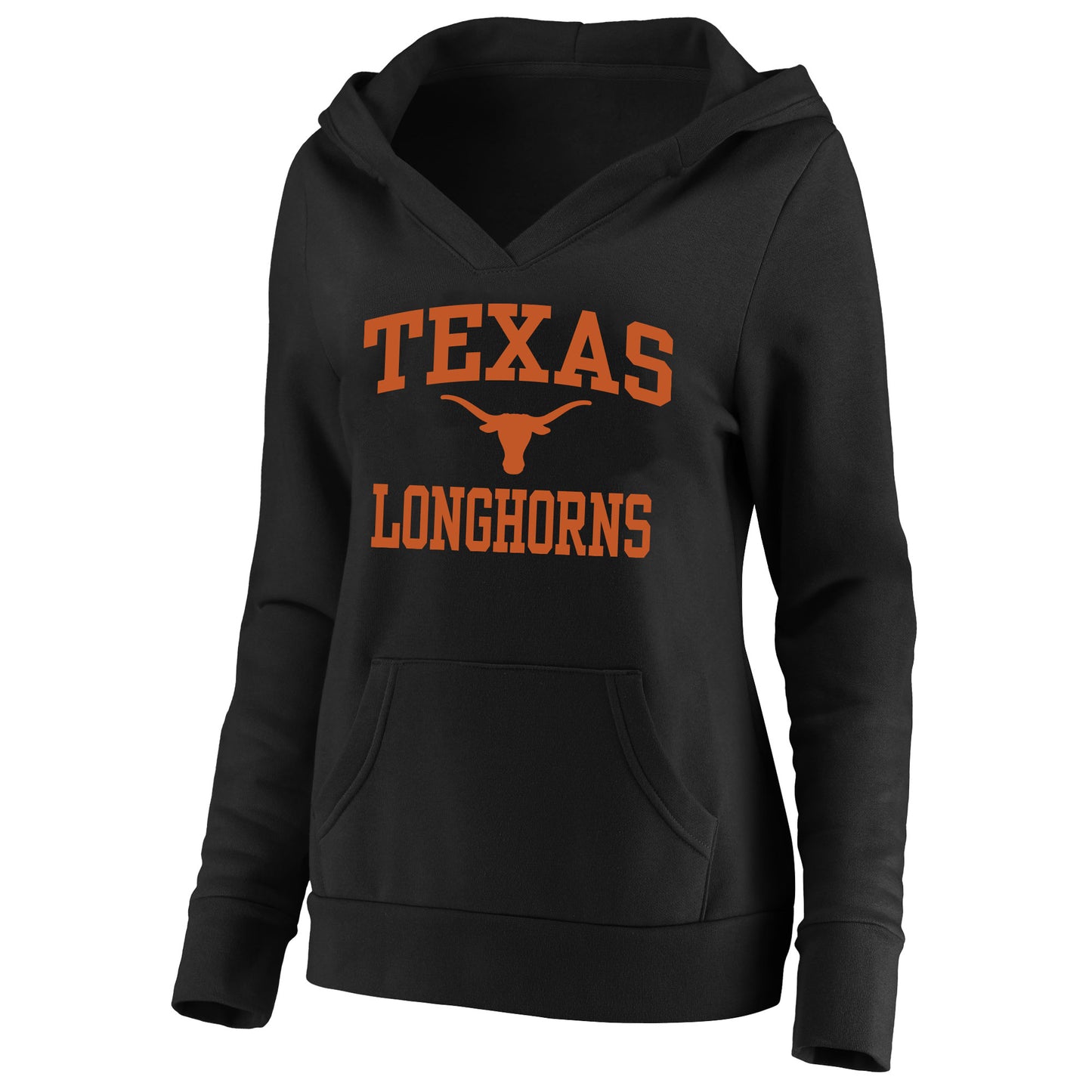 Women's Champion Black Texas Longhorns Plus Size Heart & Soul Notch Neck Pullover