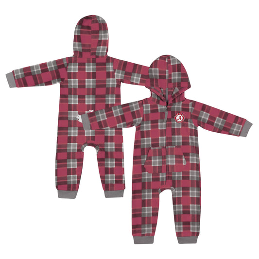 Infant Colosseum  Crimson Alabama Crimson Tide Full-Zip Plaid Hoodie Long Sleeve Jumper