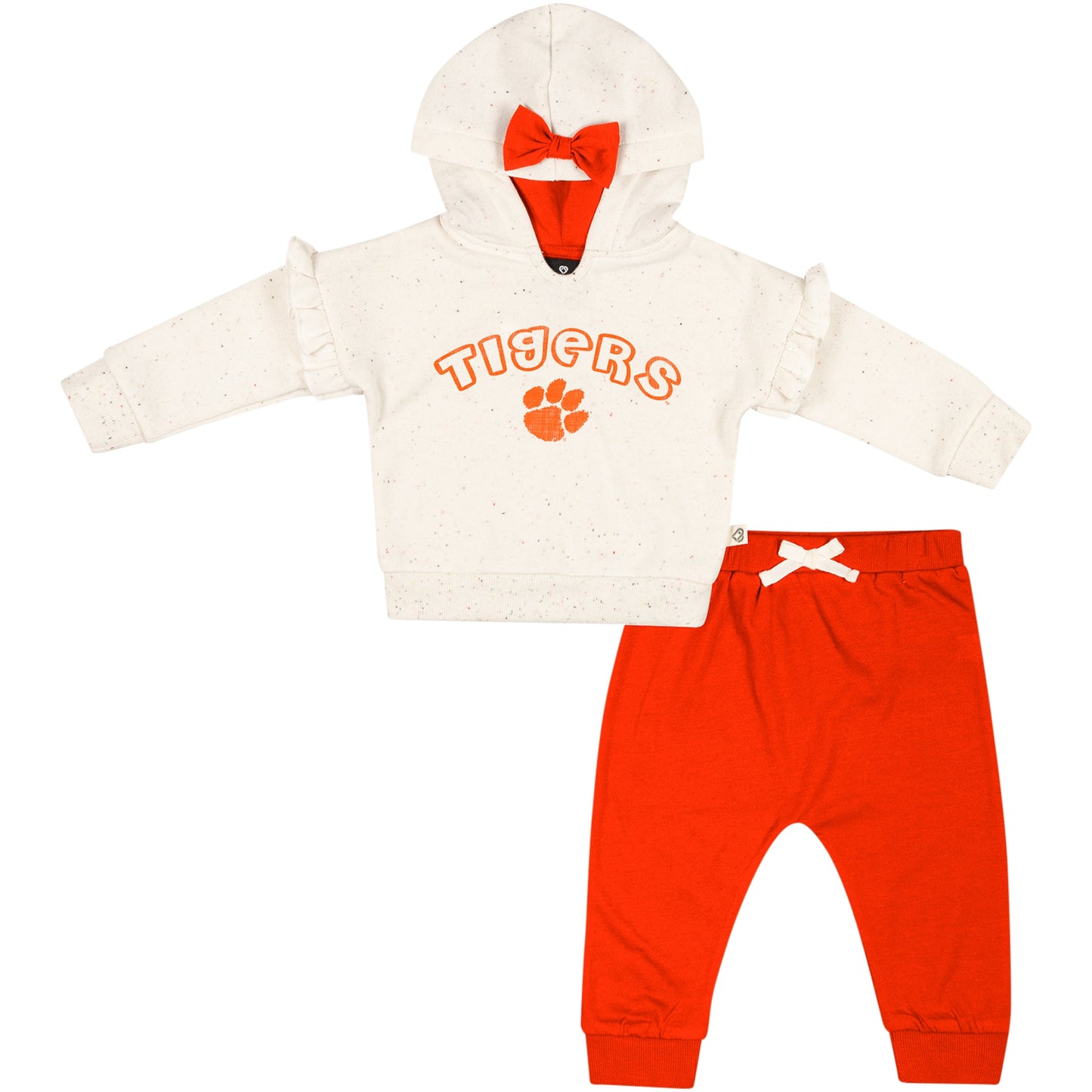 Girls Newborn & Infant Colosseum Natural/Orange Clemson Tigers Pullover Hoodie & Fleece Pants Set