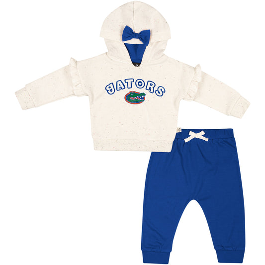 Girls Newborn & Infant Colosseum Natural/Royal Florida Gators Pullover Hoodie & Fleece Pants Set