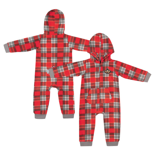 Infant Colosseum  Scarlet Ohio State Buckeyes Full-Zip Plaid Hoodie Long Sleeve Jumper