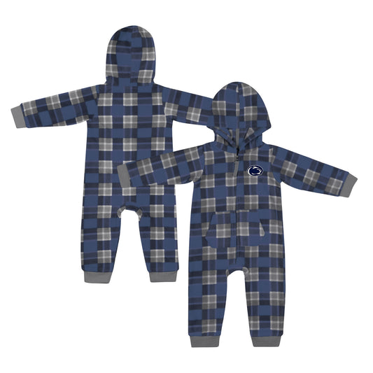 Infant Colosseum  Navy Penn State Nittany Lions Full-Zip Plaid Hoodie Long Sleeve Jumper