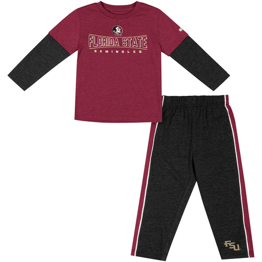 Toddler Colosseum Garnet/Black Florida State Seminoles Long Sleeve T-Shirt & Pants Set