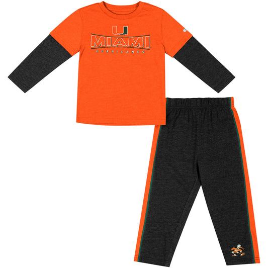 Toddler Colosseum Orange/Black Miami Hurricanes Long Sleeve T-Shirt & Pants Set