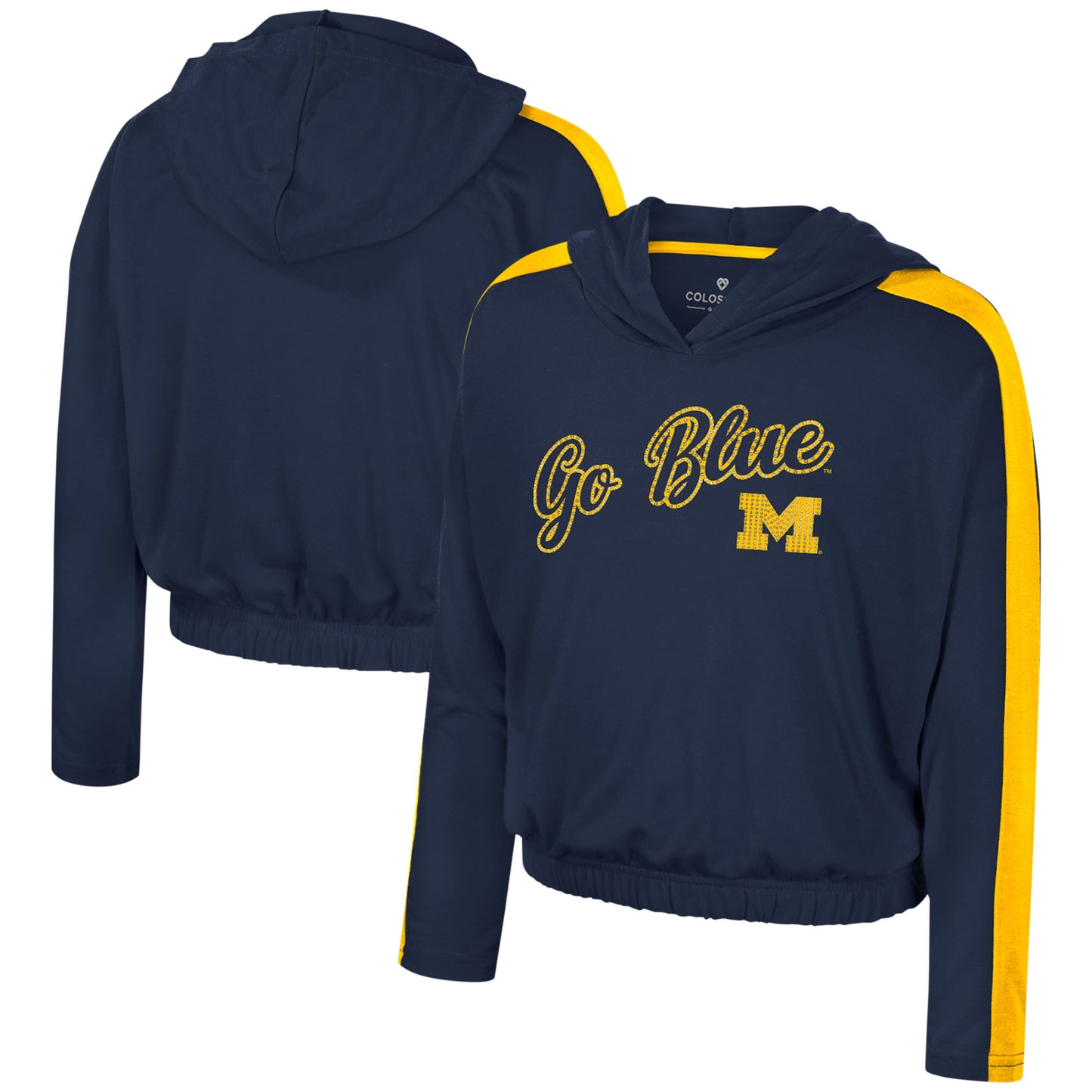 Girls Youth Colosseum Navy Michigan Wolverines Illumination Long Sleeve Hoodie T-Shirt