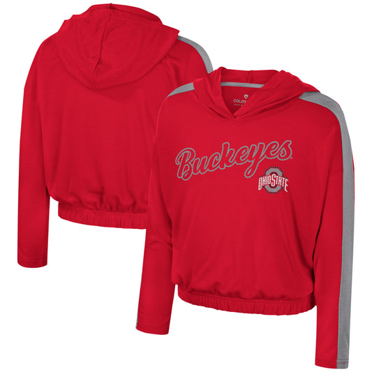 Girls Youth Colosseum Scarlet Ohio State Buckeyes Illumination Long Sleeve Hoodie T-Shirt