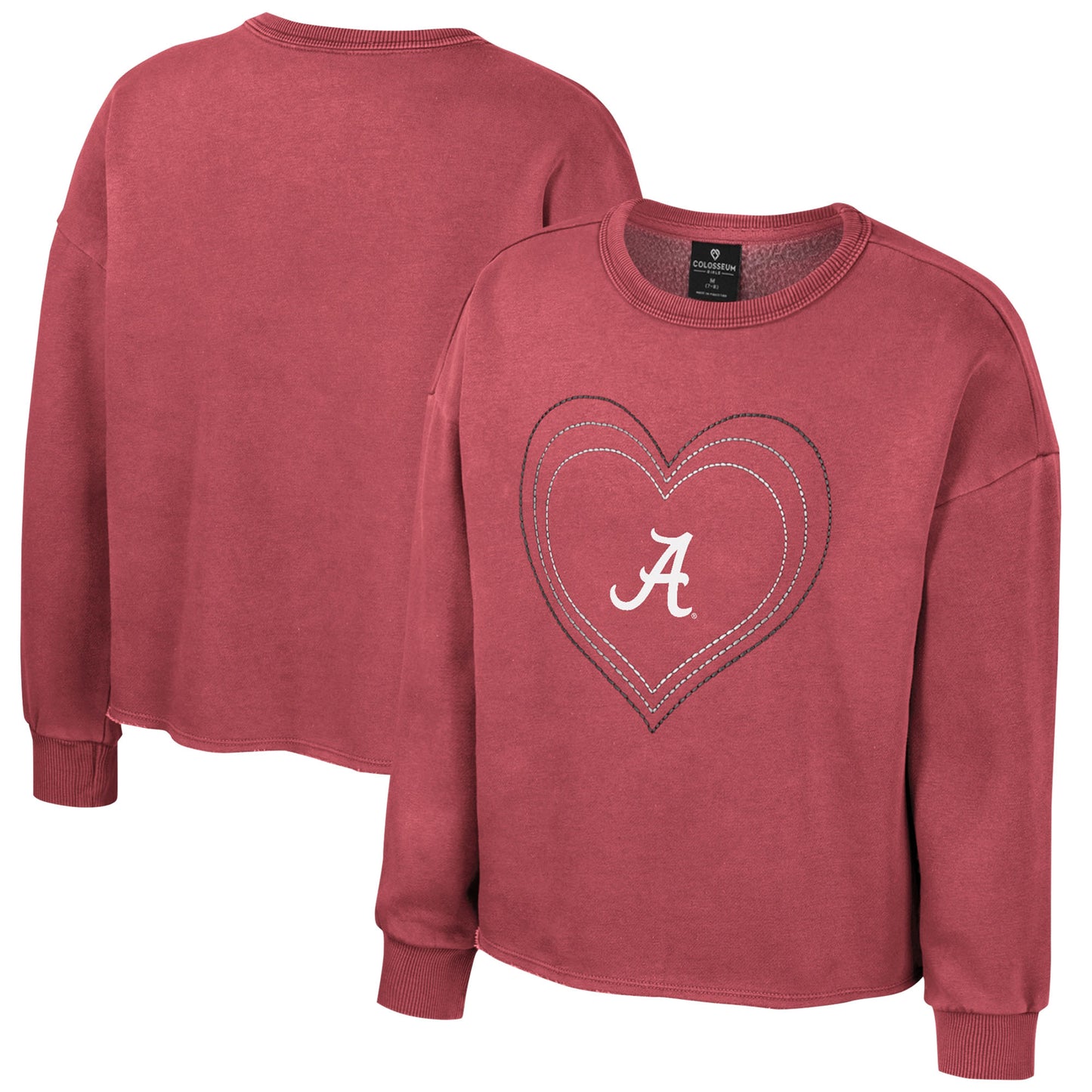 Girls Youth Colosseum Crimson Alabama Crimson Tide Audrey Washed Fleece Pullover Crewneck Sweatshirt