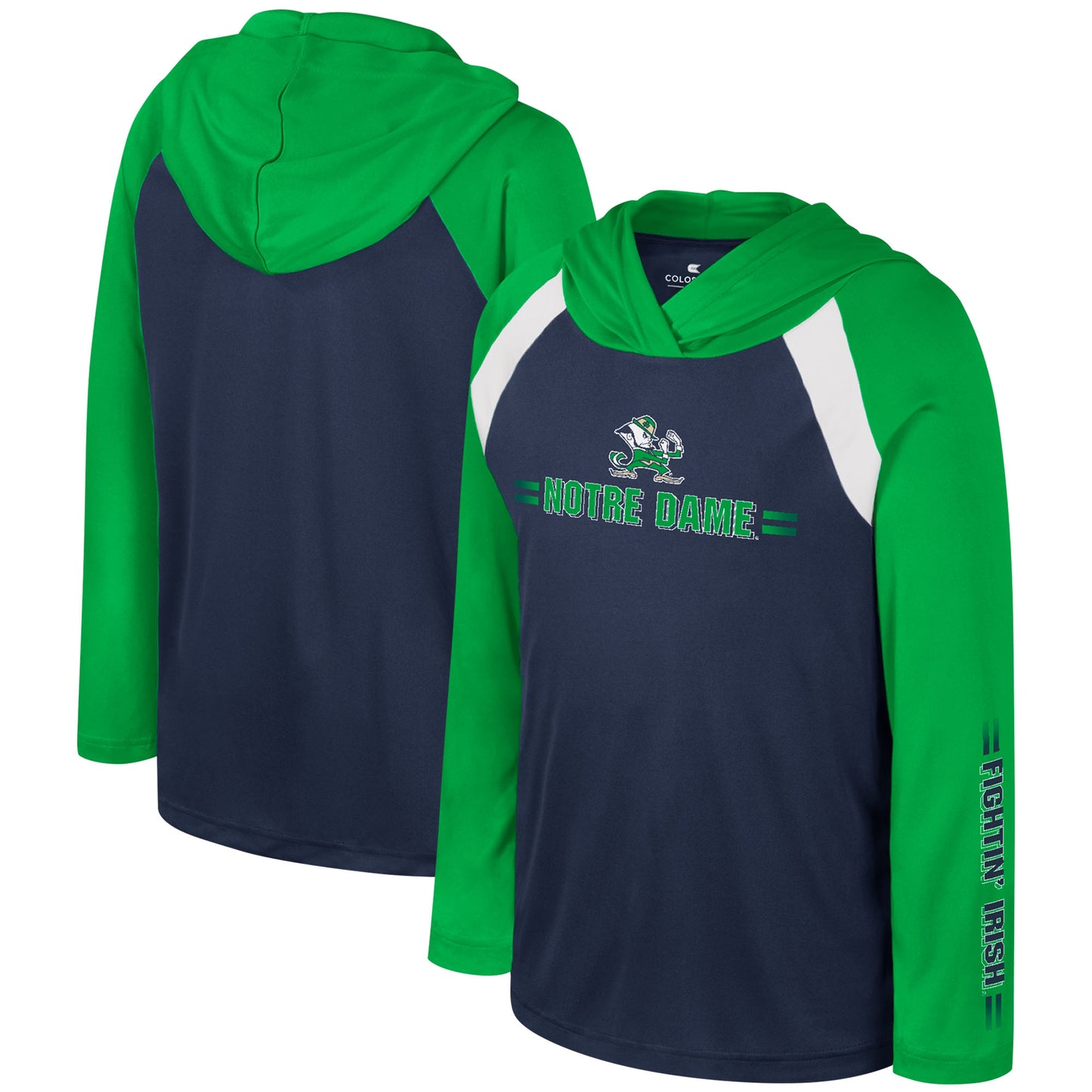 Youth Colosseum Navy Notre Dame Fighting Irish Eddie Multi-Hit Raglan Long Sleeve Hoodie T-Shirt