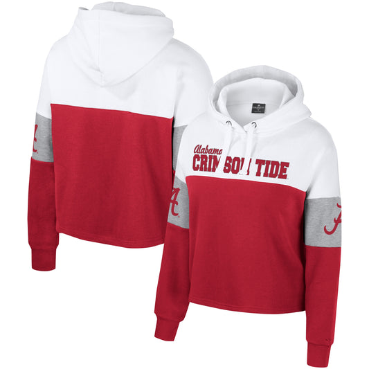 Women's Colosseum  Crimson Alabama Crimson Tide Nora Color-Block Pullover Hoodie