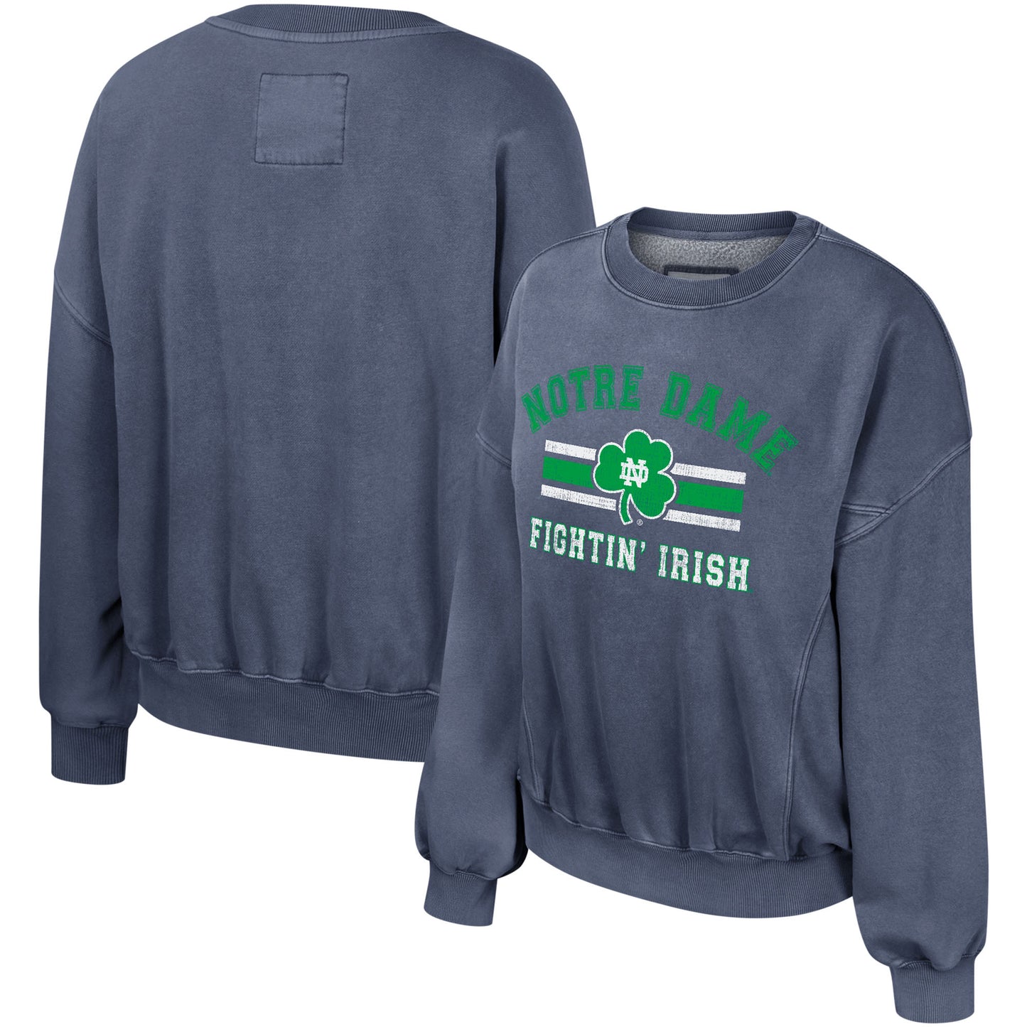 Women's Colosseum Navy Notre Dame Fighting Irish Audrey Washed Pullover Sweatshirt