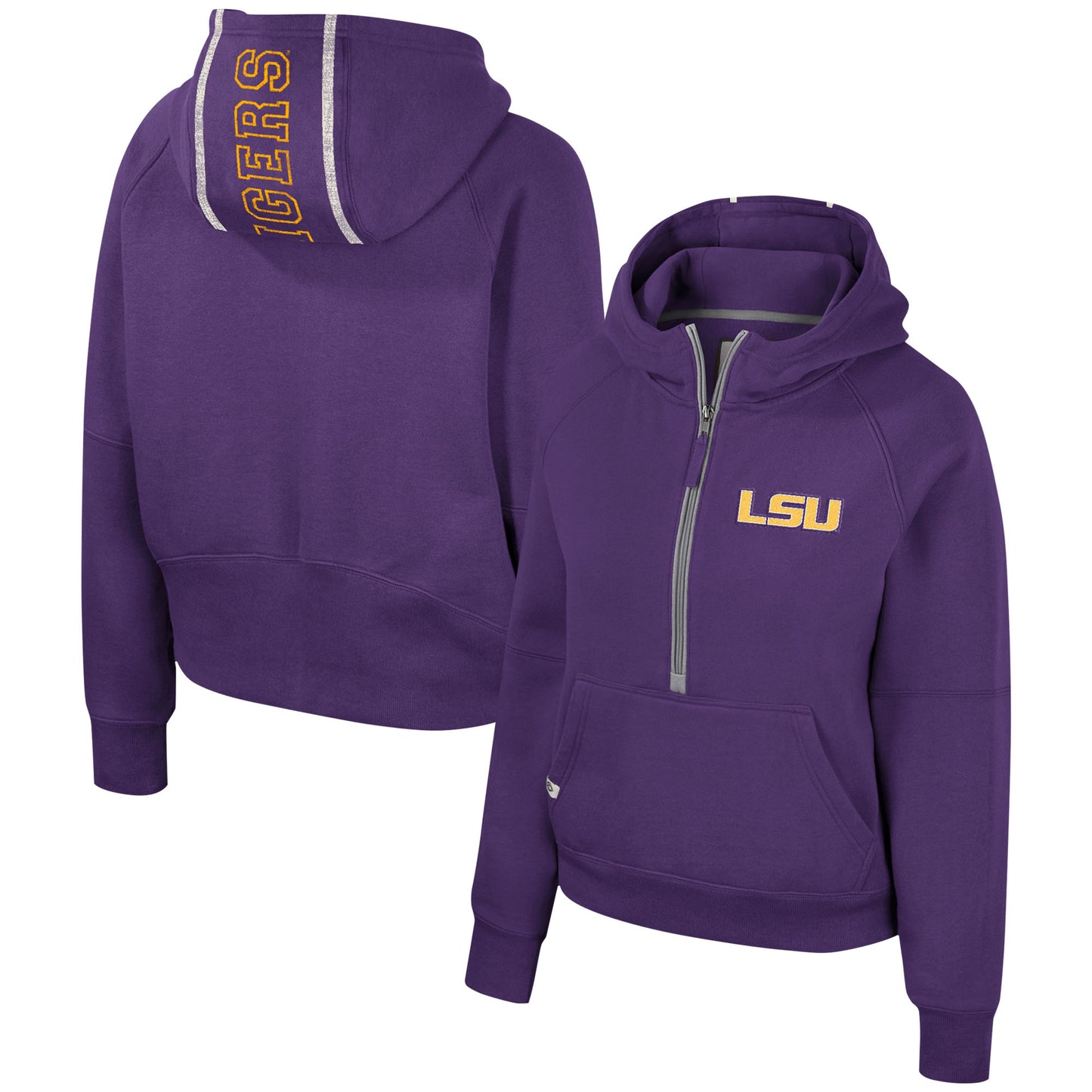 Women's Colosseum Purple LSU Tigers Margo Raglan Half-Zip Hoodie