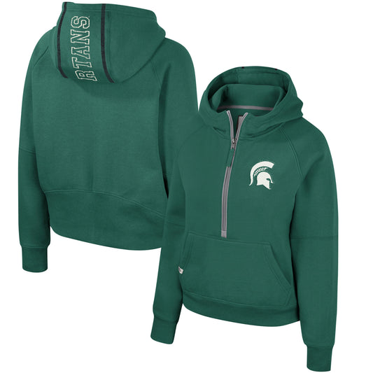 Women's Colosseum Green Michigan State Spartans Margo Raglan Half-Zip Hoodie