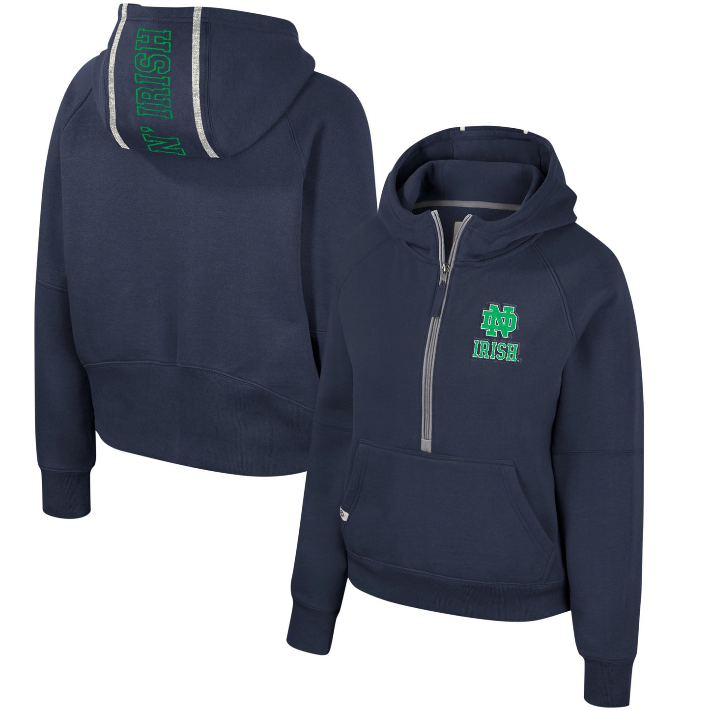 Women's Colosseum Navy Notre Dame Fighting Irish Margo Raglan Half-Zip Hoodie