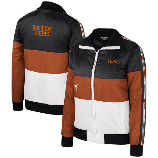 Women's The Wild Collective Texas Orange Texas Longhorns Color-Block Puffer Full-Zip Jacket