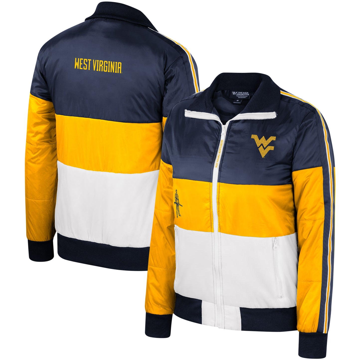 Women's The Wild Collective  Gold West Virginia Mountaineers Color-Block Puffer Full-Zip Jacket