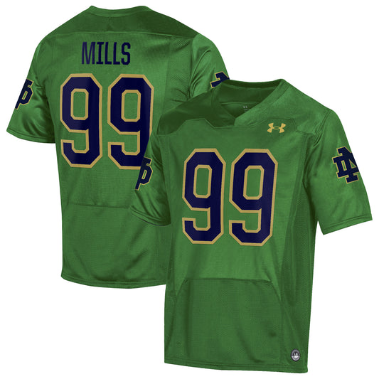 Men's Under Armour Rylie Mills Green Notre Dame Fighting Irish Player Game Jersey