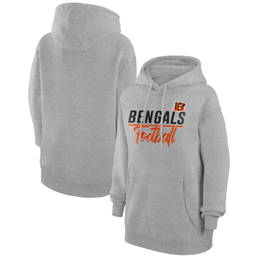 Women's G-III 4Her by Carl Banks  Heather Gray Cincinnati Bengals Graphic Fleece Pullover Hoodie