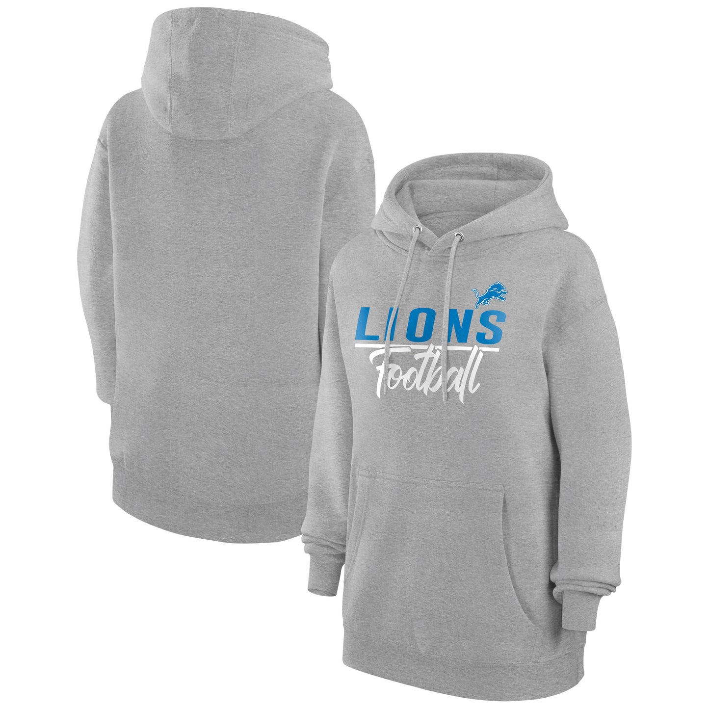 Women's G-III 4Her by Carl Banks  Heather Gray Detroit Lions Graphic Fleece Pullover Hoodie