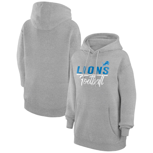Women's G-III 4Her by Carl Banks  Heather Gray Detroit Lions Graphic Fleece Pullover Hoodie