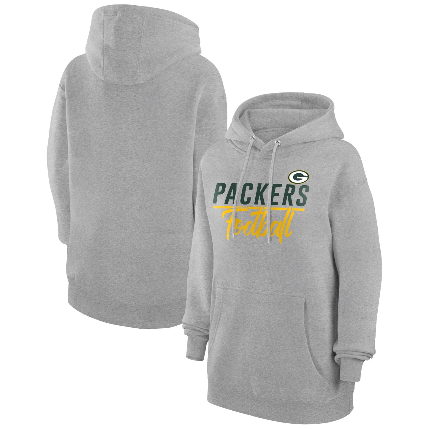 Women's G-III 4Her by Carl Banks  Heather Gray Green Bay Packers Graphic Fleece Pullover Hoodie