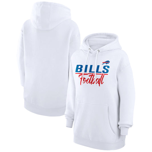 Women's G-III 4Her by Carl Banks  White Buffalo Bills Graphic Fleece Pullover Hoodie