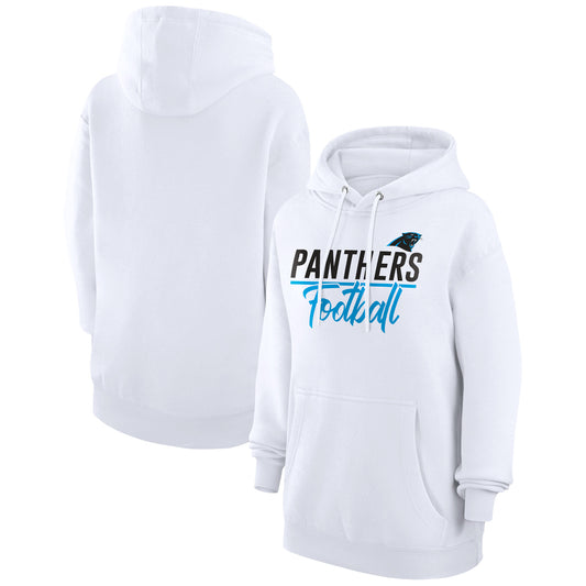 Women's G-III 4Her by Carl Banks  White Carolina Panthers Graphic Fleece Pullover Hoodie