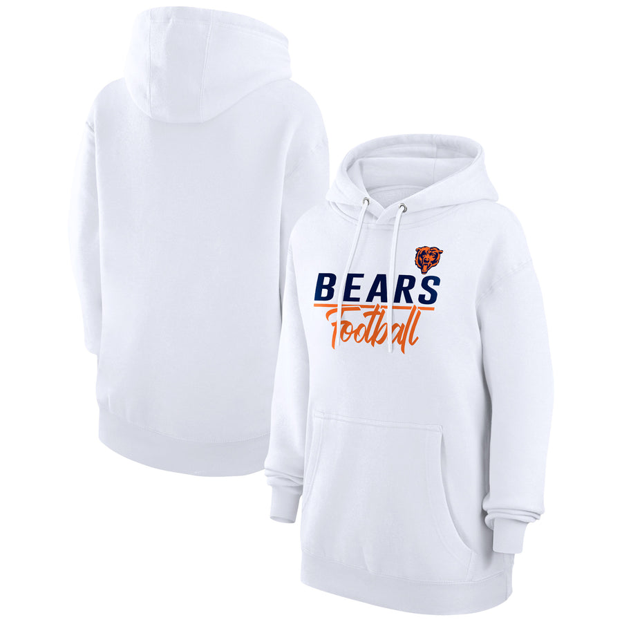 Women's G-III 4Her by Carl Banks  White Chicago Bears Graphic Fleece Pullover Hoodie