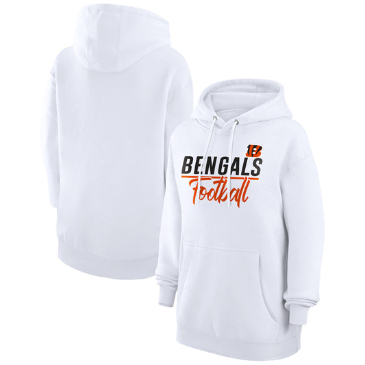 Women's G-III 4Her by Carl Banks  White Cincinnati Bengals Graphic Fleece Pullover Hoodie