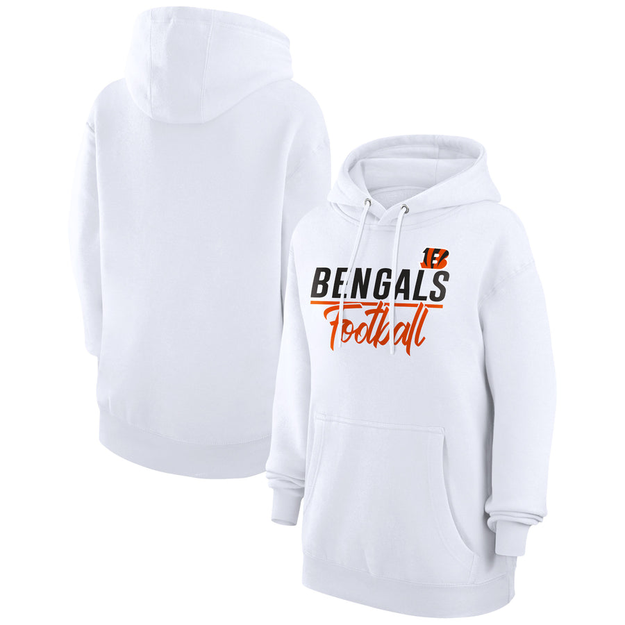 Women's G-III 4Her by Carl Banks  White Cincinnati Bengals Graphic Fleece Pullover Hoodie