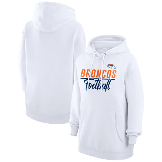 Women's G-III 4Her by Carl Banks  White Denver Broncos Graphic Fleece Pullover Hoodie