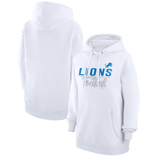 Women's G-III 4Her by Carl Banks  White Detroit Lions Graphic Fleece Pullover Hoodie