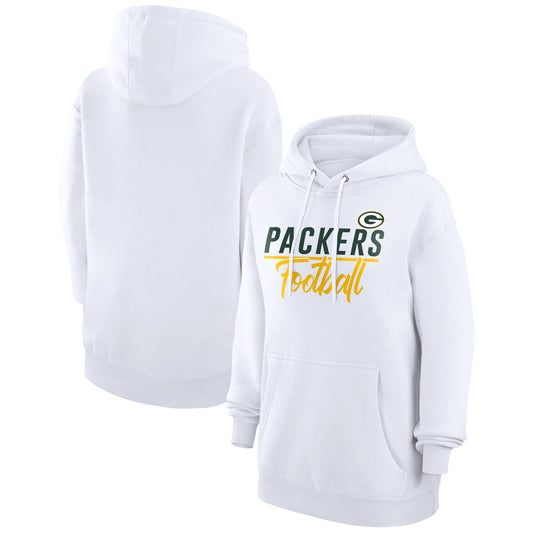 Women's G-III 4Her by Carl Banks  White Green Bay Packers Graphic Fleece Pullover Hoodie