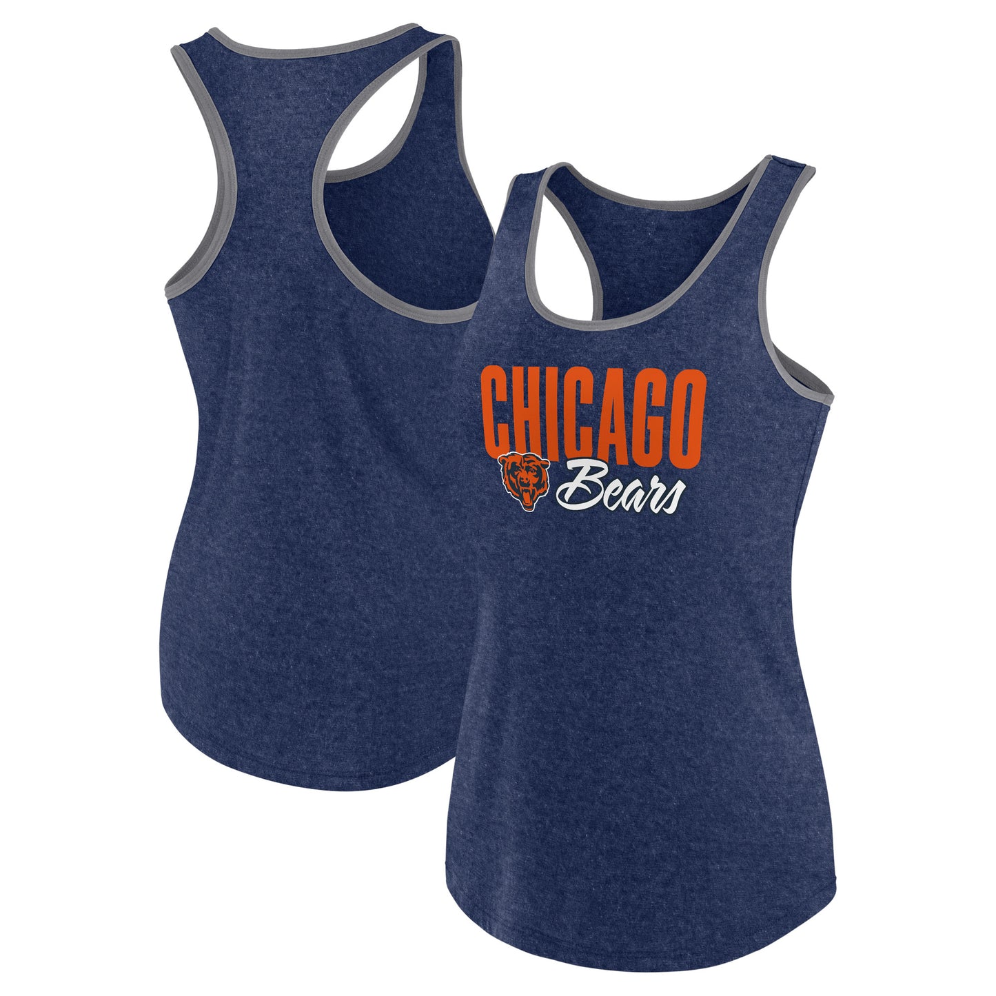 Women's  Fanatics Heather Navy Chicago Bears Fuel Racerback Tank Top