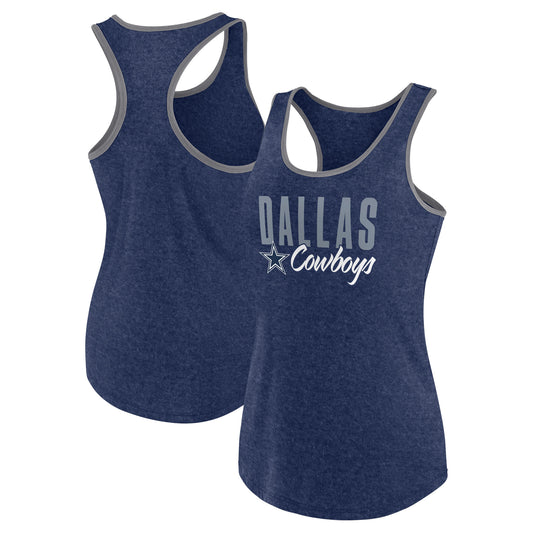 Women's  Fanatics Heather Navy Dallas Cowboys Fuel Racerback Tank Top