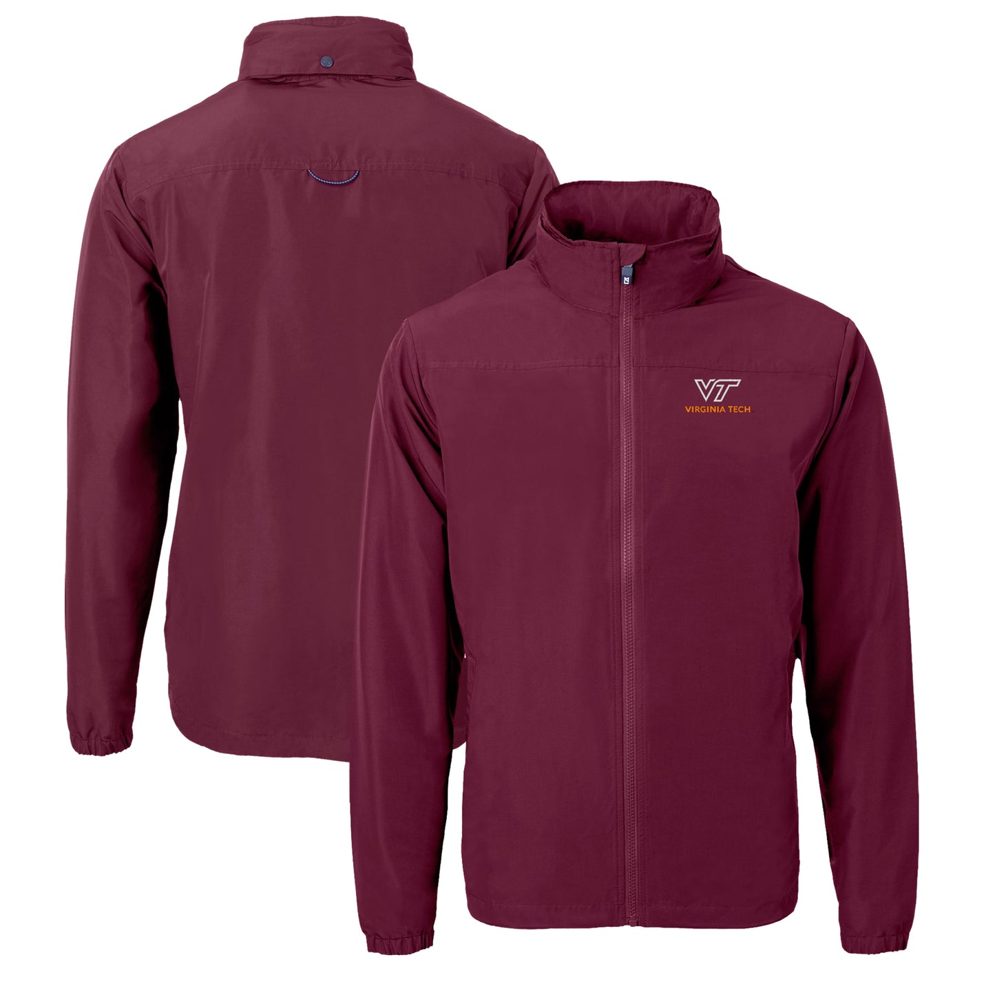 Men's Cutter & Buck Maroon Virginia Tech Hokies Charter Eco Recycled Full-Zip Jacket