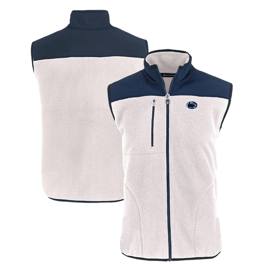 Men's Cutter & Buck  Oatmeal Penn State Nittany Lions Cascade Eco Sherpa Fleece Full-Zip Vest