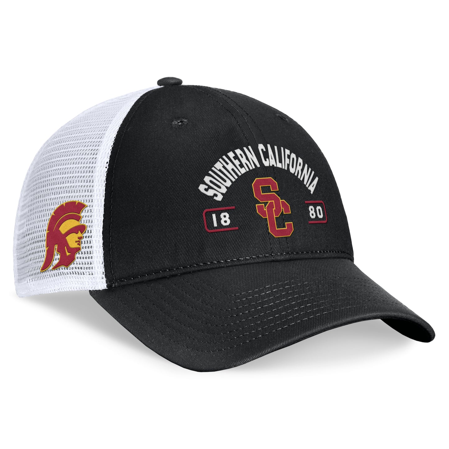 Men's Top of the World Black/White USC Trojans Free Kick Trucker Adjustable Hat