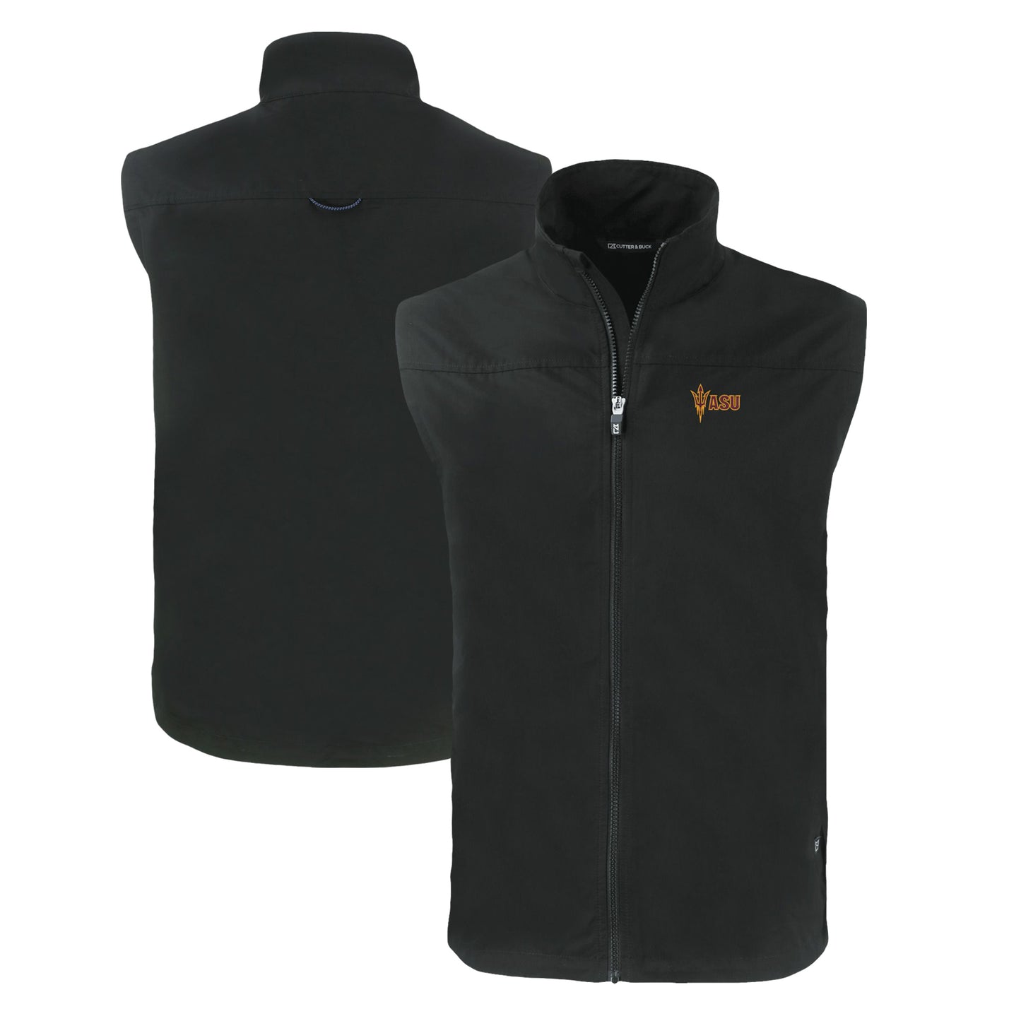 Men's Cutter & Buck  Black Arizona State Sun Devils Charter Eco Recycled Full-Zip Vest