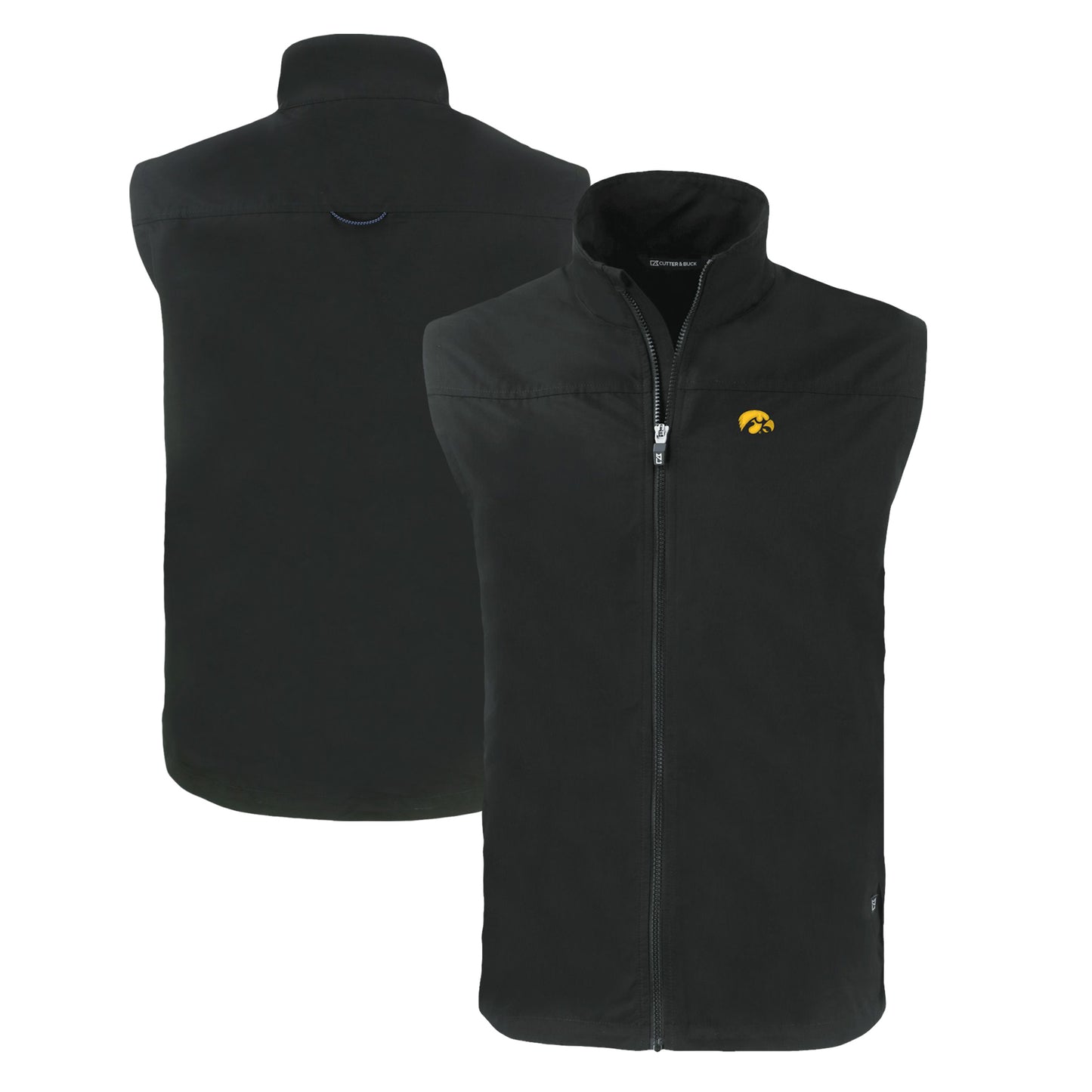 Men's Cutter & Buck  Black Iowa Hawkeyes Charter Eco Recycled Full-Zip Vest