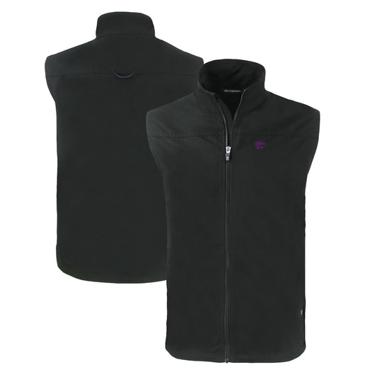 Men's Cutter & Buck  Black Kansas State Wildcats Charter Eco Recycled Full-Zip Vest