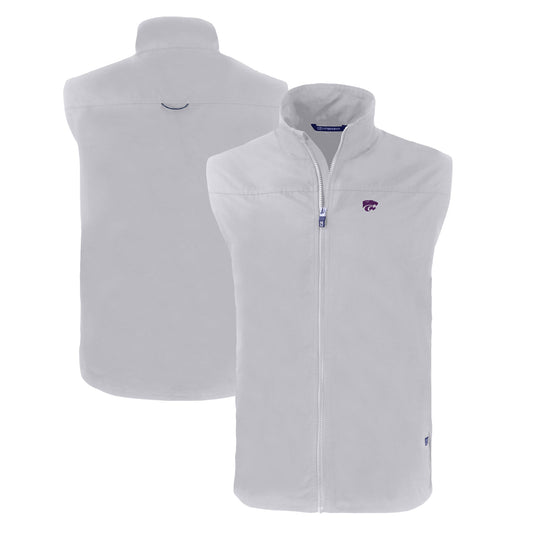 Men's Cutter & Buck  Gray Kansas State Wildcats Charter Eco Recycled Full-Zip Vest