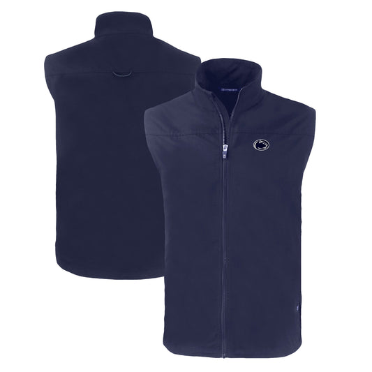 Men's Cutter & Buck  Navy Penn State Nittany Lions Charter Eco Recycled Full-Zip Vest